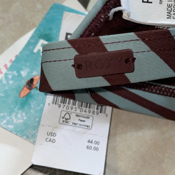 NWT ROXY -Palm Cruz Triangle Bikini- BITTER CHOCOLATE PALMERIA (adjustable) - Picture 10 of 14